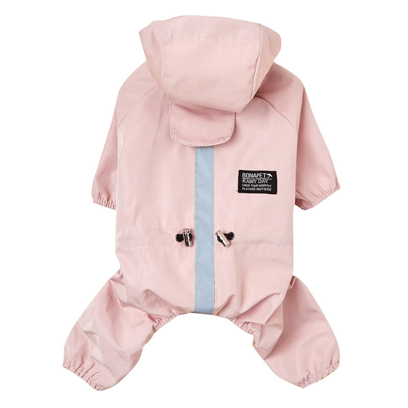 Dog Rain Jacket Adjustable Puppy Dog Raincoats Waterproof Dog 4 Legs Raincoats Coat for Small Medium Dogs Poncho with Reflective Strap Pet Raincoat with Reflective Stripe and Leash Hole Large Pink - BeesActive Australia