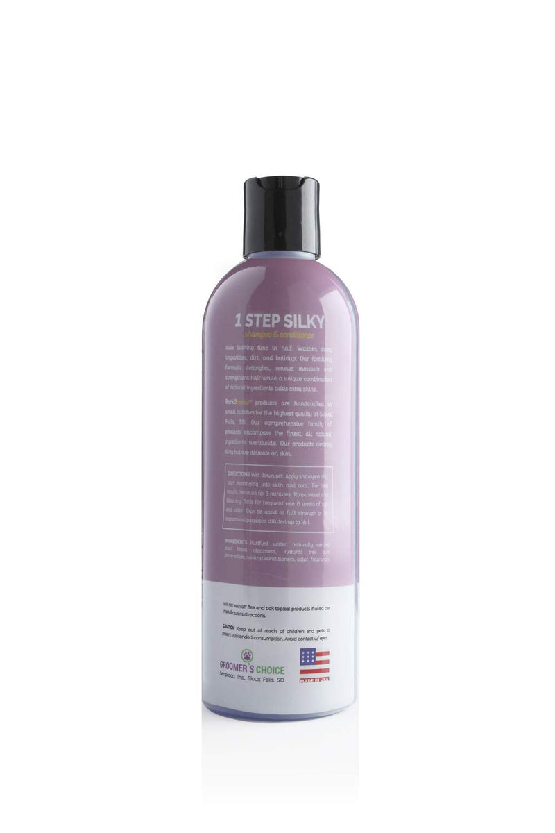 Bark2Basics One Step Silky Dog Shampoo & Conditioner, 16 oz - Natural Ingredients, 2 in 1 Formula, 16 to 1 Concentration, Detangles and Strengthens - BeesActive Australia