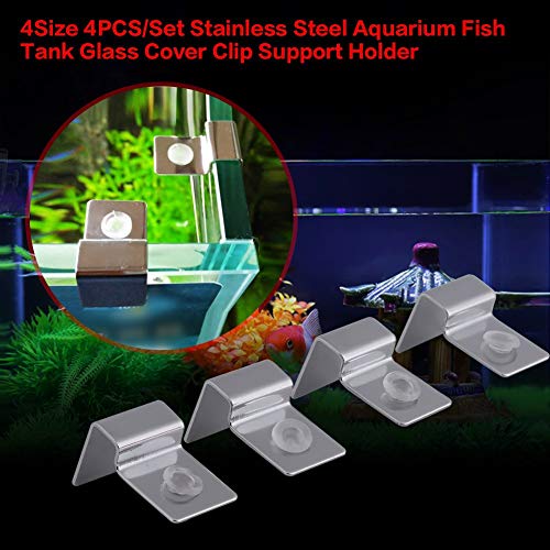 4 Size 4Pcs Stainless Steel Aquarium Fish Tank Glass Cover Support, Stainless Steel Fish Tank Cover Holder Anti-Slip Fish Tank Holders Aquarium Accessories Universal Lid Clips 12mm - BeesActive Australia