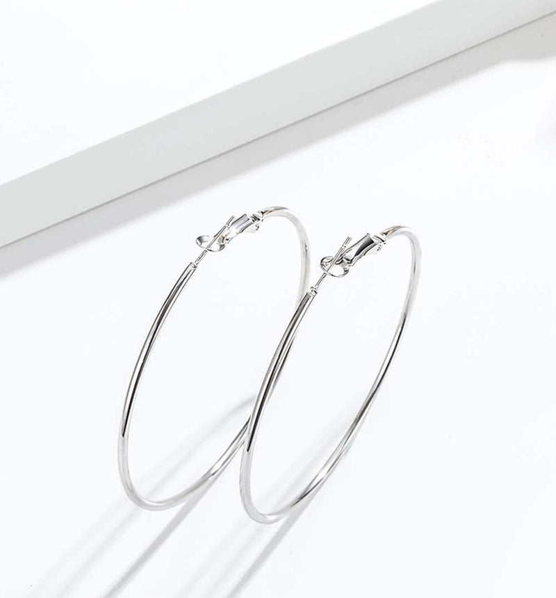 VONALA 925 Sterling Silver Circle Endless Hoop Earrings - Jewellery for Women Girls 55mm - BeesActive Australia
