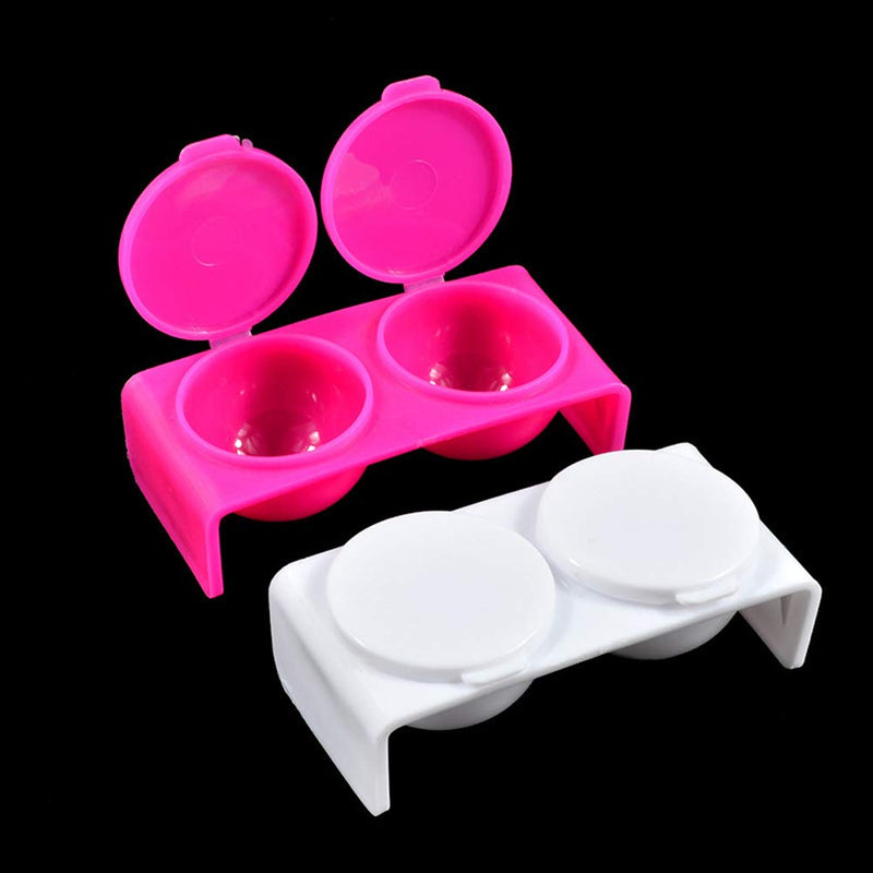 4 Pieces Plastic Double Dappen Dish Plastics Nail Art Tools Bowl Cup Soaking Dappen Dish with Lid for Mixing Acrylic Powder Liquid Nail Art Manicures Products, White and Rose-Red - BeesActive Australia