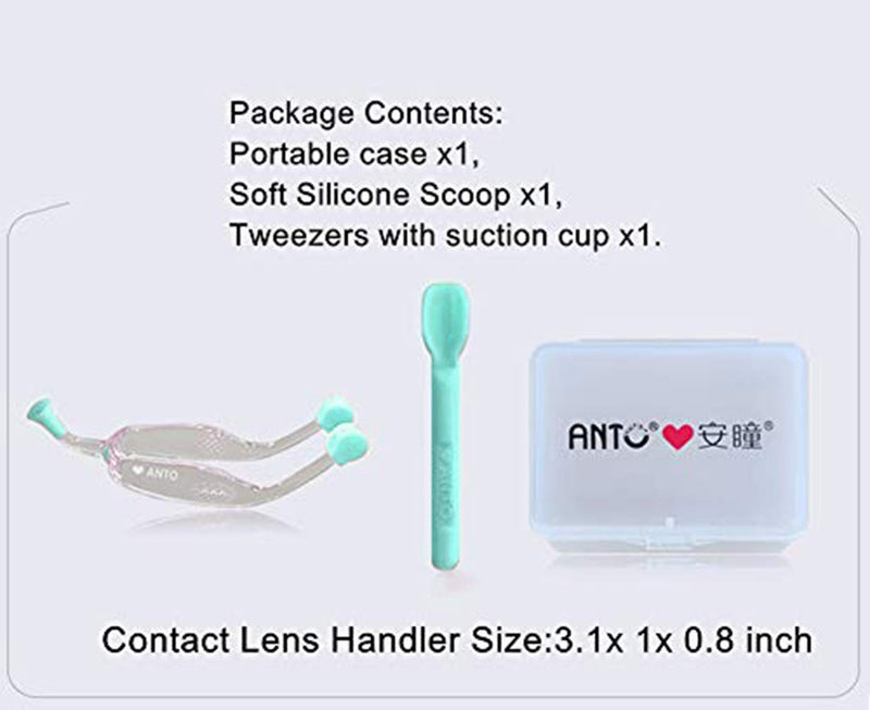 Soft Silicone Contact Lenses Remover and Insertion Tool, Contact Tweezers and Soft Scoop for Girls Lady with Long Nails (Green) - BeesActive Australia