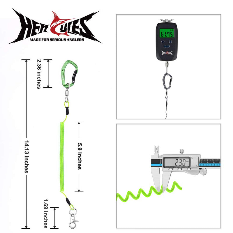 HERCULES M4 Heavy Duty Fishing Lanyard, Coiled Lanyard for Fishing, Rods, Pliers, Boating, Paddles, Kayak Pack of 2 Green, 5.9" - BeesActive Australia