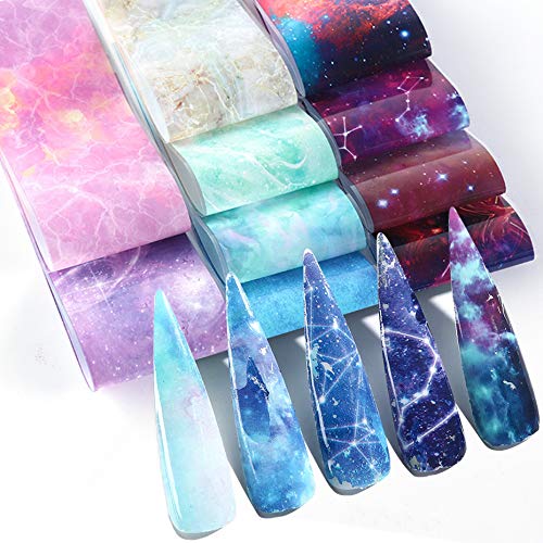 TailaiMei 10 Sheets Nail Art Foil Transfer Stickers, Starry Sky Paper Manicure Sticker Decals Adhesive Transfer Tips 3D Design DIY Decoration Kit for Women(Classical Style) - BeesActive Australia