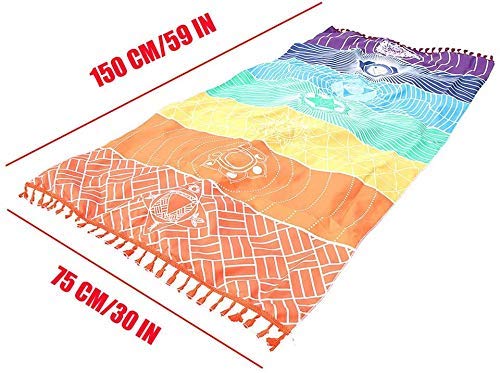 OYEFLY Rainbow Chakra Yoga Mat Sunscreen Shawl Hippy Boho Gypsy Colorful - BeesActive Australia