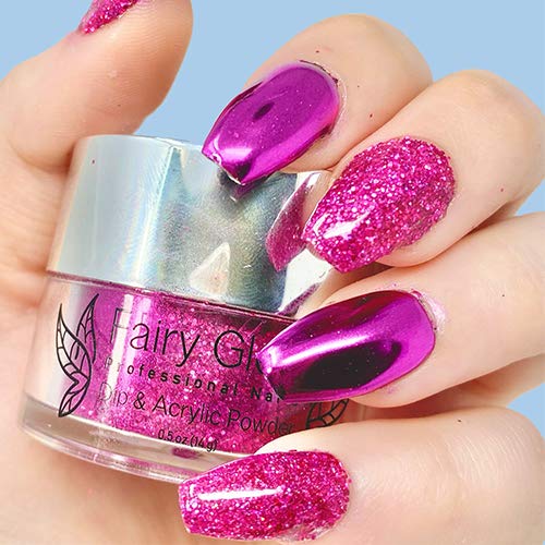FAIRY GLAMOR Pink Chrome Glitter Dip & Acrylic Nail Powder - Sparkling Wings - 14g - BeesActive Australia