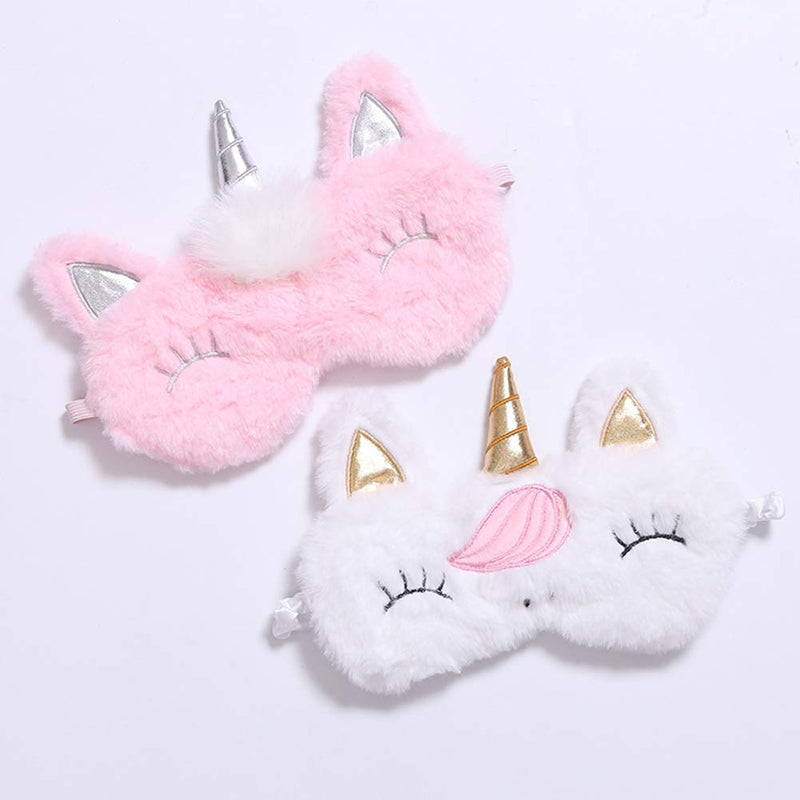 4 Pack Cute Animal Unicorn Sleep Mask for Girls Cute Unicorn Horn Soft Plush Blindfold Sleep Masks Eye Cover Eyeshade for Kids Girls Teens Women Plane Travel Nap Night Sleeping - BeesActive Australia