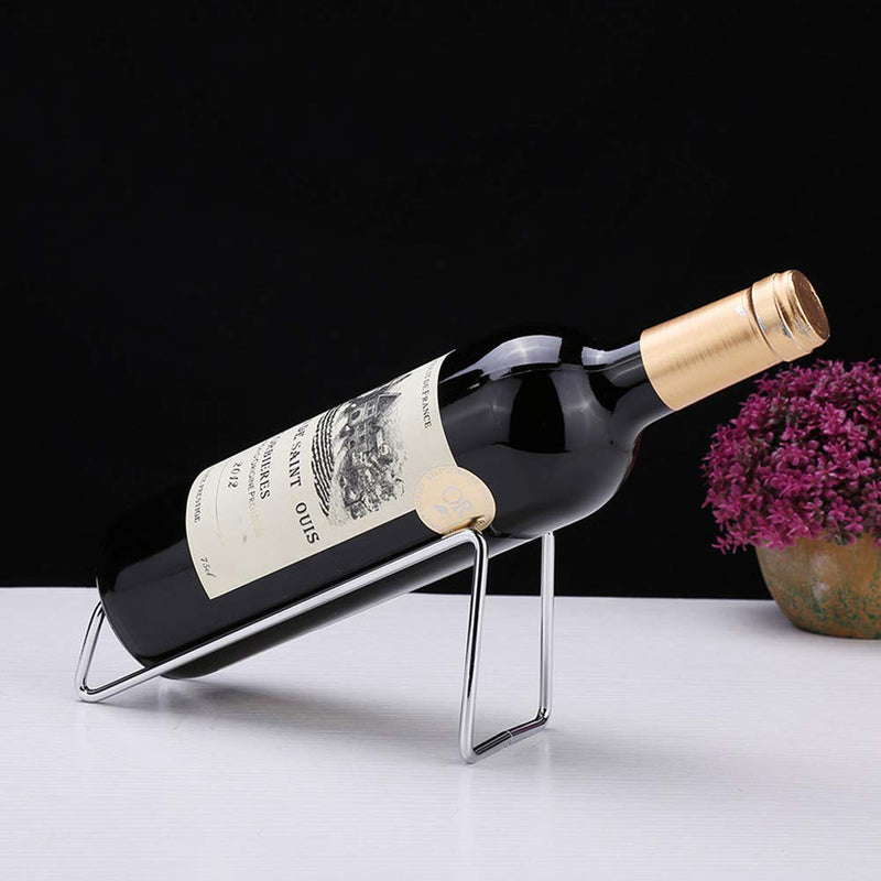 Metal Wine Rack Freestanding -Tabletop Wine Rack Holder - Countertop Wine Bottle Holder - Geometric Design for Table Top Wine Bottle Storage Rack,Perfect Wine Holder Stand (Silvery) 1 Silver - BeesActive Australia