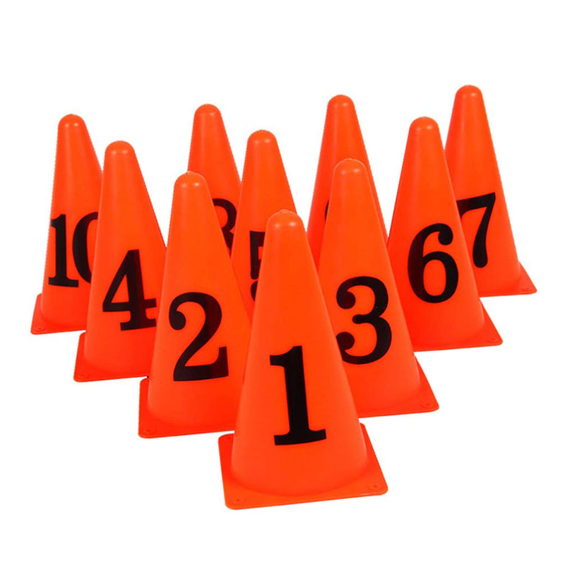 BESPORTBLE 10 Pcs Football Training Cones Plastic Traffic Cones Sport Training Agility Marker Cone with Numbers for Soccer Skating Basketball Indoor Outdoor Game Orange - BeesActive Australia