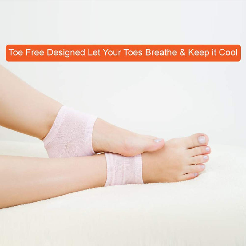 Vtrem Moisturizing Socks 6 Colors Gel Heel Socks for Dry Cracked Feet Washable & Reusable Mesh Heel Sleeves Toe Open Helps Repair Dry Heels, Rough Calluses, Dry Skin for Man Women - BeesActive Australia