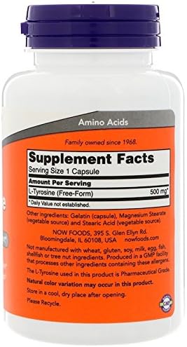 L-Tyrosine Now Foods L-Tyrosine 500mg 120 capsules 2 bottles [parallel import goods] - BeesActive Australia