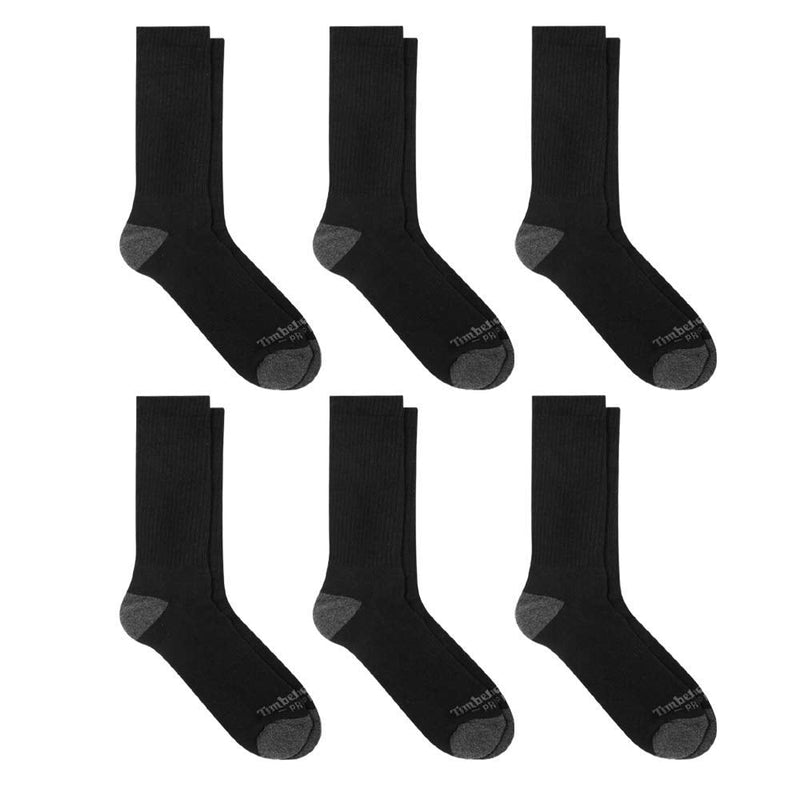 Timberland PRO mens 6-pack Performance Crew Length Socks Large Black - BeesActive Australia