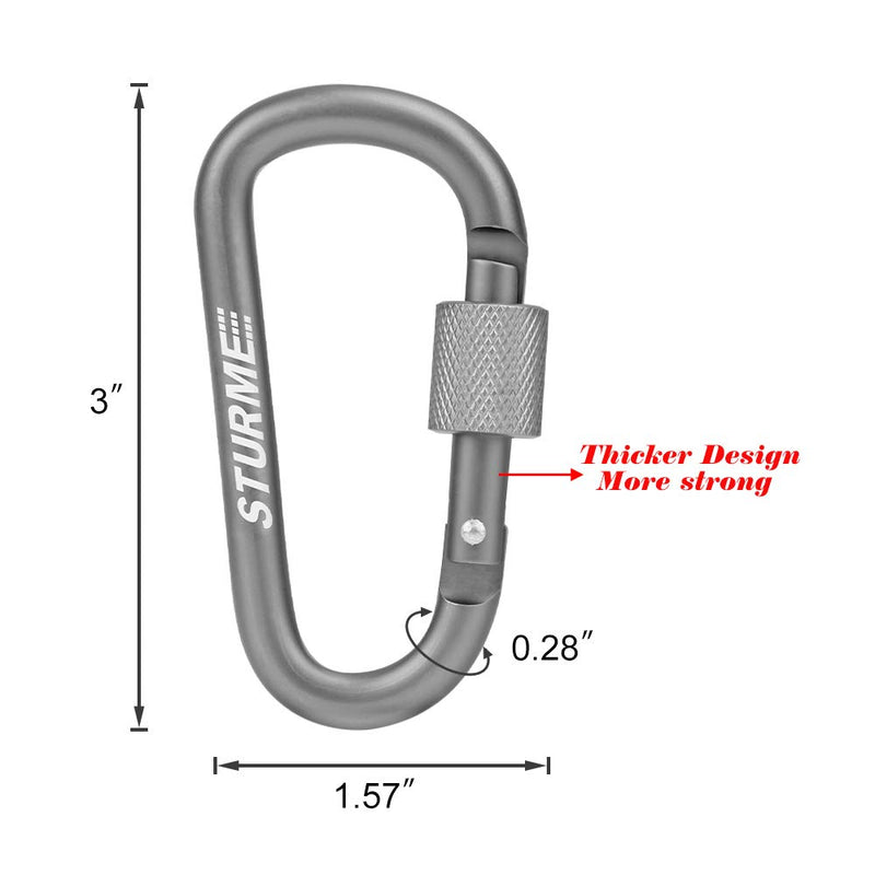 STURME Carabiner Clip 3" Aluminum D-Ring Locking Durable Strong and Light Large Carabiners Clip Set for Outdoor Camping Screw Gate Lock Hooks Spring Link Improved Design Pack Assorted 7 Pcs - BeesActive Australia