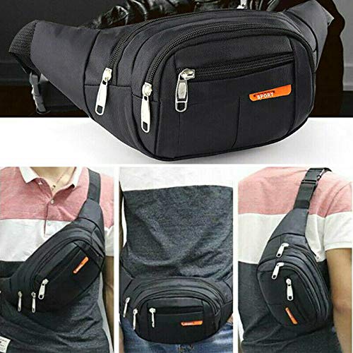 Sports Waist Packs Fanny Bag, Multiple Functions Hip Bum Chest Belly Back Bags with Adjustable Belt Strap for Men, Women Fit for Outdoor Events Like Hiking, Cycling, Running Black - BeesActive Australia