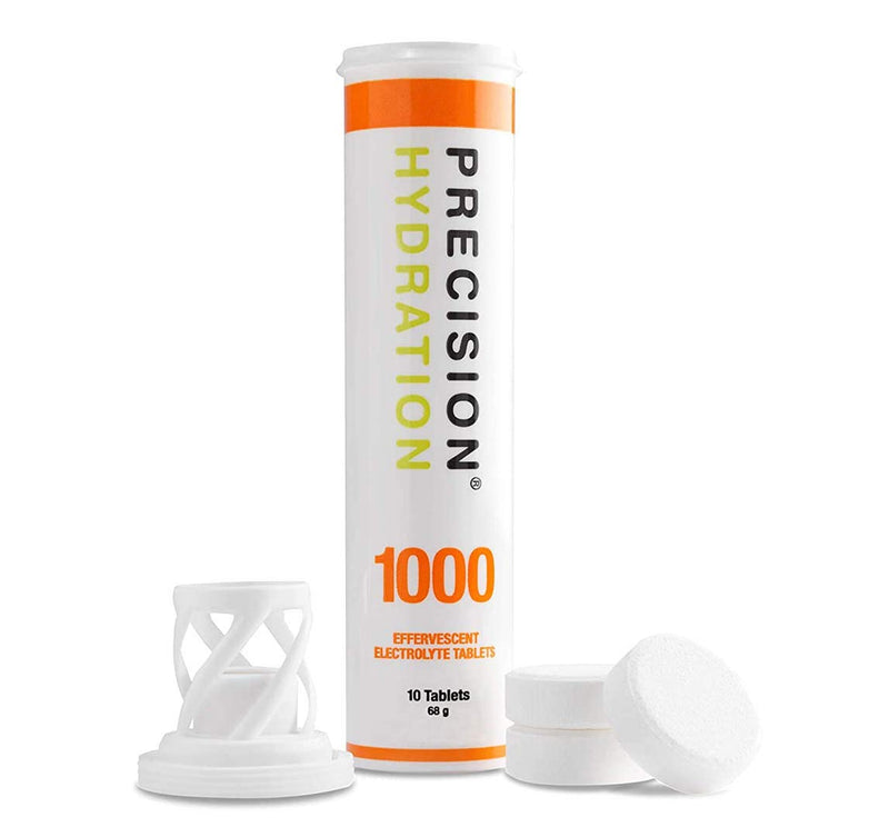 Precision Hydration Electrolyte Tablets - 4 Tubes of 10 x Tabs (1000 Strength). Bundled with a Pack of VPoint Leisure Elastic No-tie Reflective Shoe Laces - BeesActive Australia