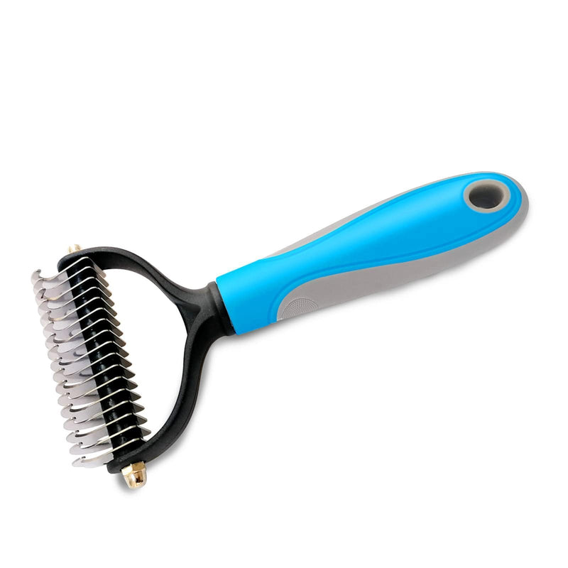Ruipai undercoat rake for dogs -Pet Grooming Brush, for shedding is used to remove the hair pads and tangles of dogs and cats, large hair removal base , Blue ，double-sided professional -Detangler Comb - BeesActive Australia