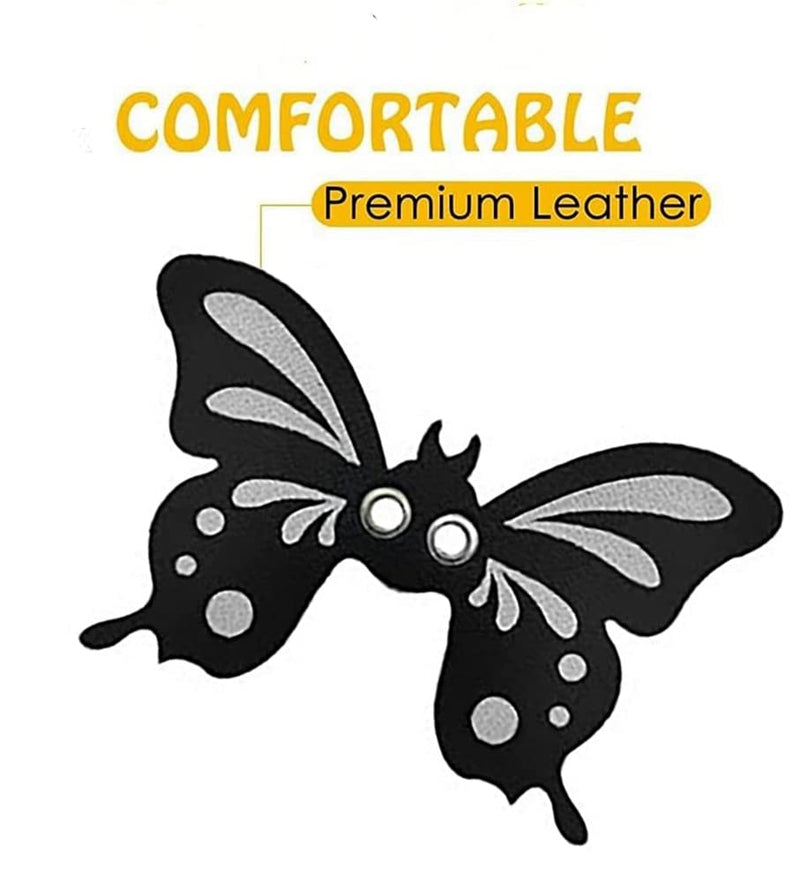 Bearded Dragon Leash and Harness - Adjustable 3 Size Pack Leather Butterfly Wings Harness Set, Lizard Costume Clothes Outdoor Walking Lead Control Rope for Iguana Gecko Chameleon Hamster Ferret Black - BeesActive Australia
