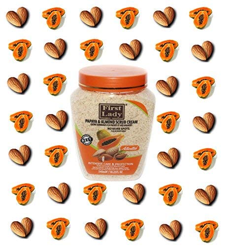 First Lady Activated Papaya & Almond Scrub Cream 540ml - No more spots - Face & Body + First Lady Herbal Hair Oil 30ml - BeesActive Australia