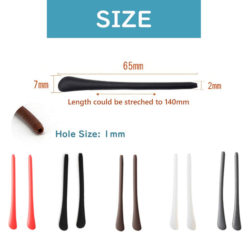 8 Pairs Eyeglass End Tips Ear Sock Pieces Anti-Slip Tube Replacement Tips Silicone for Thin Metal Eyeglass Legs, Black Black-black - BeesActive Australia