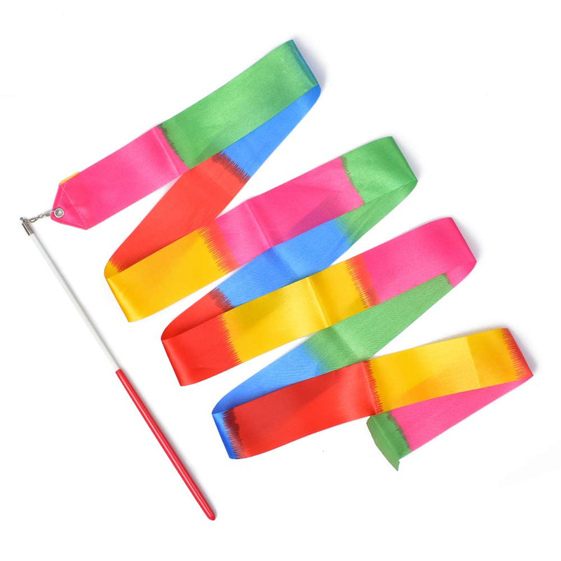 huianer Dance Ribbons Streamers Gymnastics Ribbon Wands Rods for Children Art Dances, Baton Twirling, 2 PCS - BeesActive Australia