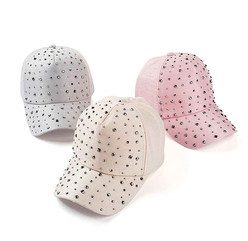 Gudessly Adjustable Breathable Rhinestone Baseball Cap for Women Bling Sequins Casual Sports Cap Sky the Stars-pink - BeesActive Australia
