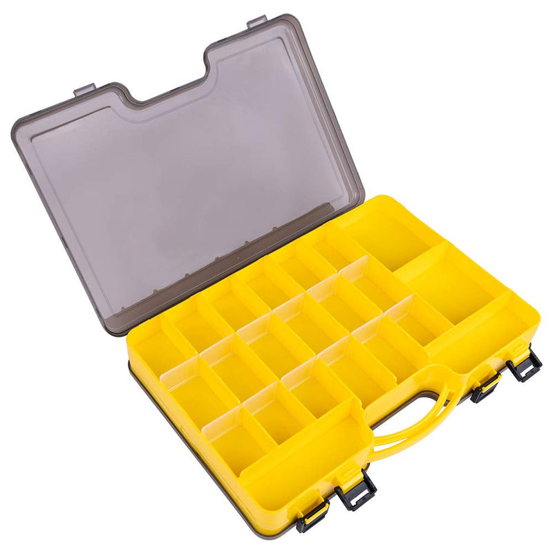 Goture Fishing Tackle Box,Double-Sided with Handle 44 Removable Compartments Plastic Organizer Size L 12’’ x W 8’’ x H 3’’ yellow - BeesActive Australia