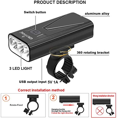 USB Rechargeable Bike Light Set, 3000 Lumens Bike Headlight 3 LED【Upgrade Mount】,Super Bright Headlight Front Lights and Back Rear LED,3 Light Mode Fits All Bicycles, Mountain,Road - BeesActive Australia