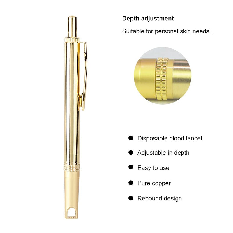 Blood Lancet Pen, Pure Copper Blood Lancing Cupping Blood Test Device Painless Lancing Pen Cupping Bloodletting Pen for Lancets - BeesActive Australia