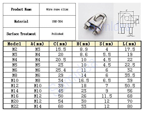 SamIdea Pack of 5, 8mm 5/16-inch Stainless Steel Wire Rope Cable Clamp Clips - BeesActive Australia