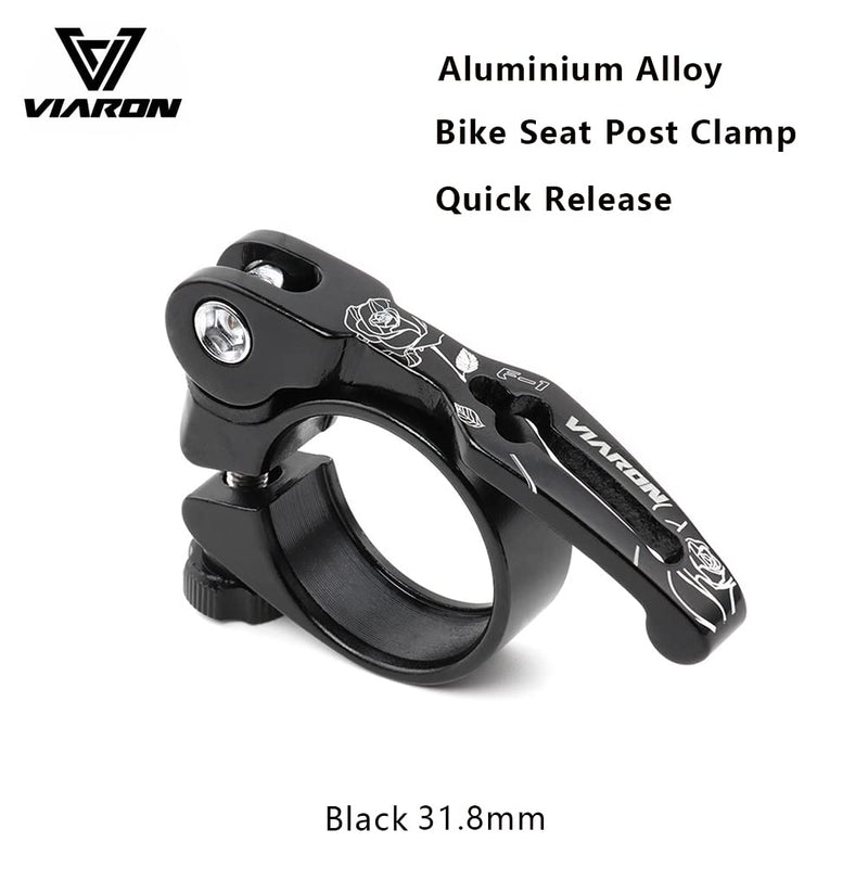 VIARON Bike Seat Post Clamp Aluminium Alloy Quick Release Bicycle Seat Clamp 31.8/34.9MM (Black, 31.8mm) Black - BeesActive Australia