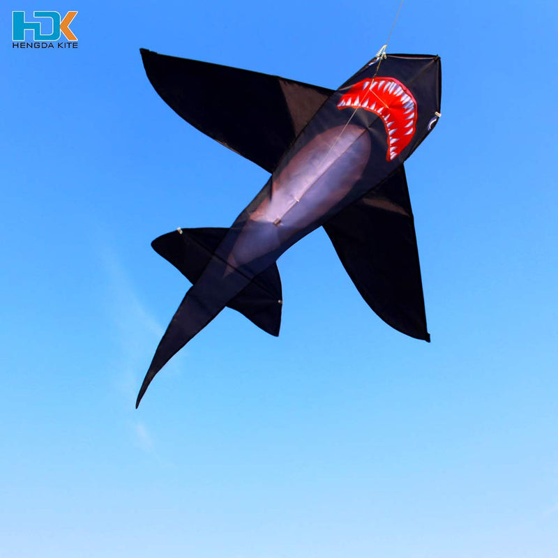 [AUSTRALIA] - HENGDA KITE for Kids Lifelike Black Shark Kite Single Line Kite Flying for Children Kids Outdoor Toys Beach Park Playing 