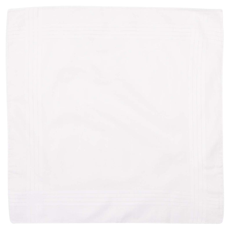 Perry Ellis 12 Pack Handkerchief (Permanent Press White with Satin Cord, 16" x 16") - BeesActive Australia