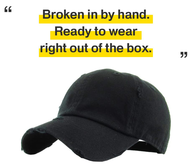 Vintage Washed Distressed Cotton Dad Hat Baseball Cap Adjustable Polo Trucker Unisex Style Headwear One Size Black - BeesActive Australia