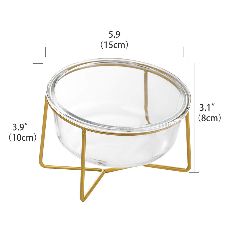 White Large Ceramic Tilted Elevated Cat Dog Bowl Raised Cat Food Water Bowl Dish Pet Comfort Feeding Bowls with Gold Iron Stand Small glass - BeesActive Australia