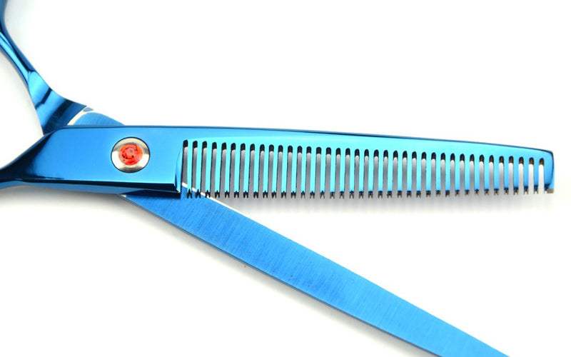 LILYS PET 8.0" Professional PET Grooming scissors Kit,CoatedTitanium,Sharp and Strong Stainless Steel Blade for Dogs Cats Hair Cutting,3 Pieces of Scissors with a Comb and a Case (Blue) - BeesActive Australia