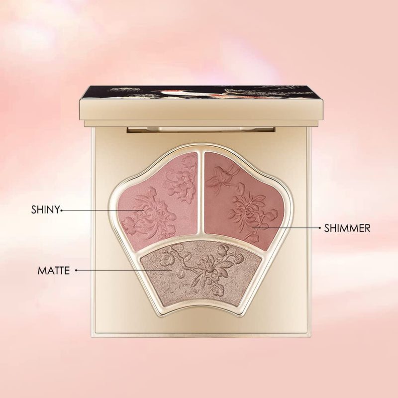 CATKIN X SUMMER PALACE Blusher Pink Nude Eyeshadow Palette Cheek Highlighter, 3-in-1 Moisturizing with Vitamin E Makeup Palette, 7.5g (C01) C01 - BeesActive Australia