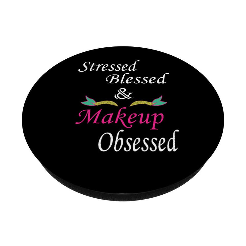 Makeup Obsessed Lover Mermaid Eye Mascara Eyelash Eyebrow PopSockets Grip and Stand for Phones and Tablets Black - BeesActive Australia