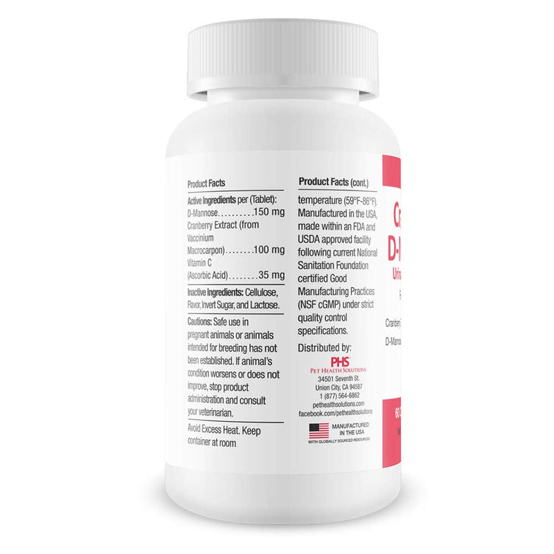 Cranberry D-Mannose Urinary Tract Support - Bladder Health Supplement for Dogs and Cats - 60 Tablets - BeesActive Australia