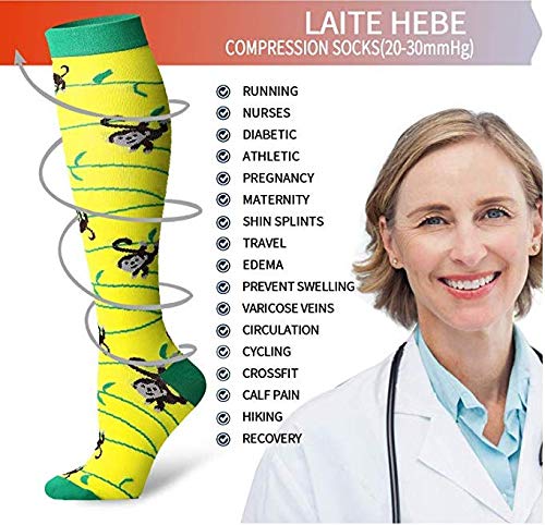 Compression Socks for Women and Men Circulation-Best Support for Running, Athletic, Nursing, Travel Small-Medium 11 Yellow/Black/Blue/Black/Red - BeesActive Australia