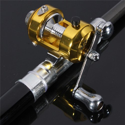 G Ganen 38inch Mini Portable Pocket Aluminum Alloy Fishing Rod Pen Great Gift Black - BeesActive Australia