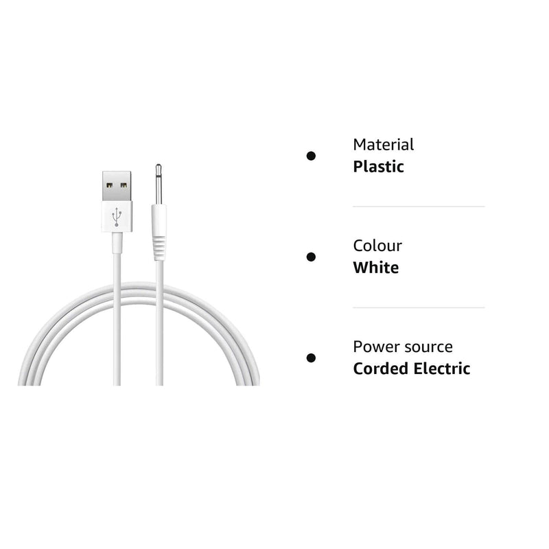 XOPLAY Wand Massager Charging Cable | USB to DC Replacement Charger Cable for Wireless Wand Massagers (White) White - BeesActive Australia