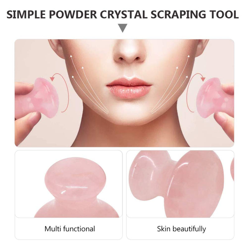 Uonlytech 2Pcs Tool Rose Quartz Mushroom Face Massager Health Jade Stone Mushroom Scraping Massage Tool for Home Spa, Random Color - BeesActive Australia