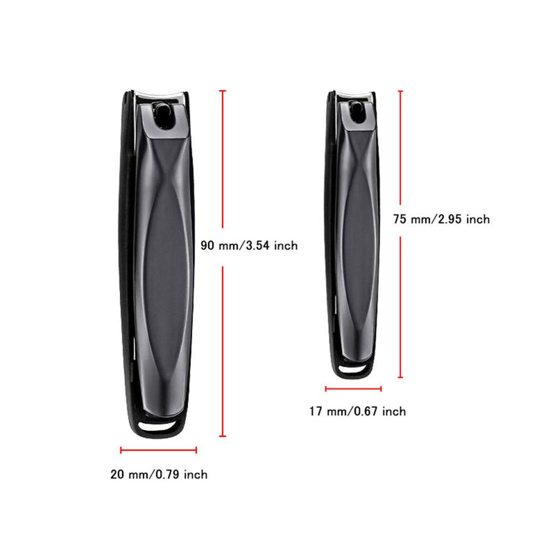 Fingernail Clipper, non-slip, circular arc blade, long thicker handle, 360 rotatable, stainless steel (black) black - BeesActive Australia