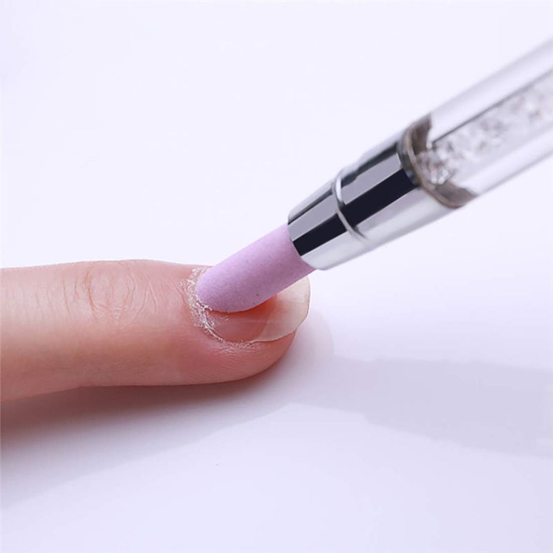 2 Way Quartz Stone Nails Cuticle Remover Pusher + Rhinestone Crystal Nail Art Brush Pen Silicone Head Carving Emboss Shaping Hollow Sculpture Acrylic Manicure Dotting Tools Pack of 1, HJ-NAT156 - BeesActive Australia