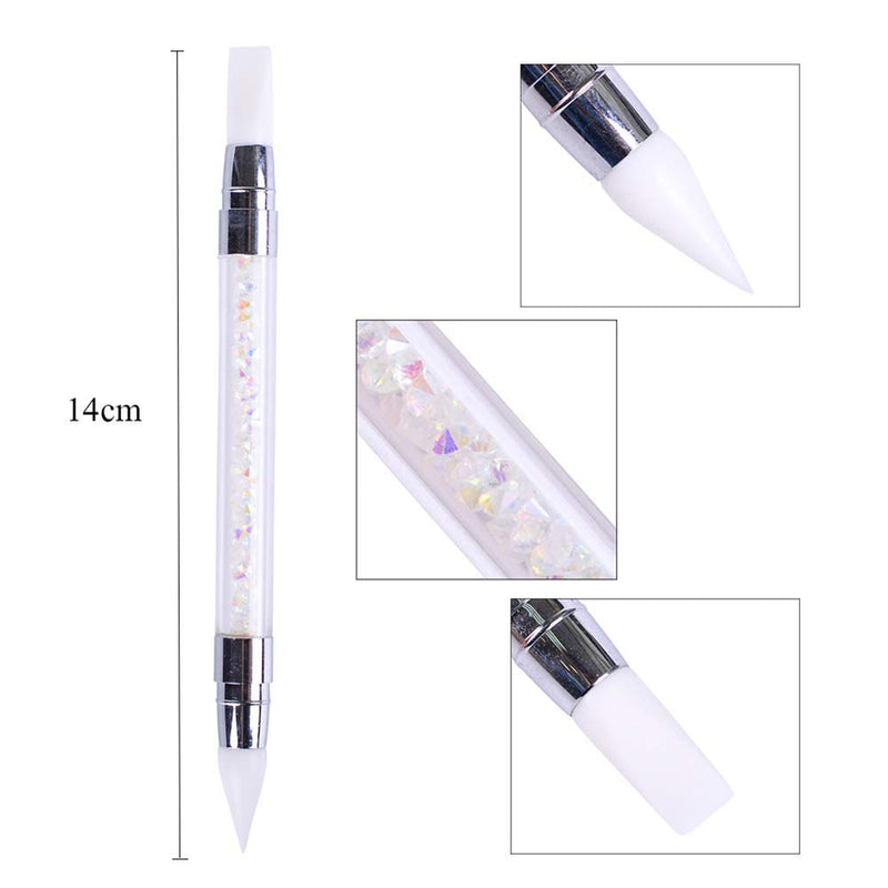 AKOAK 1 Pack Nail Art Double-head Silicone Pen, Smudge, Powder, Point Drill Multi-purpose Silicone Pen DIY Nail Tool - BeesActive Australia