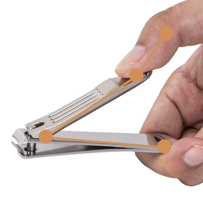 Nail Clippers for Thick Nails, 15mm Wide Jaw Opening Stainless Steel Fingernail and Toenail Clipper with Nail File Ultra Sharp Blade for Women, Men, Seniors, 3PCS Trimmer in Tin Case Soft Bag Packing - BeesActive Australia