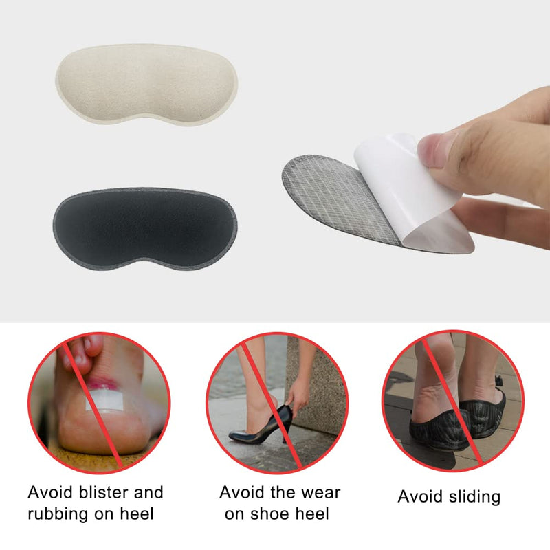 Heel Grips for Kids and Ladies Shoes, 4 Pairs Soft Heel Cushion Pads Self-adhensive Shoes Heel Inserts for Prevent Rubbing and Sliding(Black+Beige) - BeesActive Australia