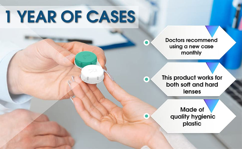 Contact Lens Cases 12 Pack. One Year Supply. Protect Your Eyes by Changing Your Contact Lens Case Monthly Green - BeesActive Australia
