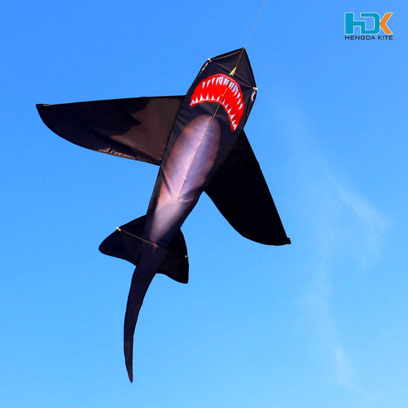 [AUSTRALIA] - HENGDA KITE for Kids Lifelike Black Shark Kite Single Line Kite Flying for Children Kids Outdoor Toys Beach Park Playing 