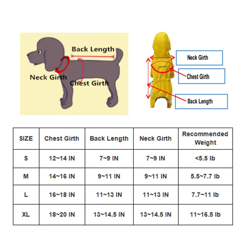 AblePet Puppy Dog Raincoat Hooded Slicker Poncho with Reflective Strap/Leash Hole Windproof Jacket for Small Medium Dogs Yellow - BeesActive Australia